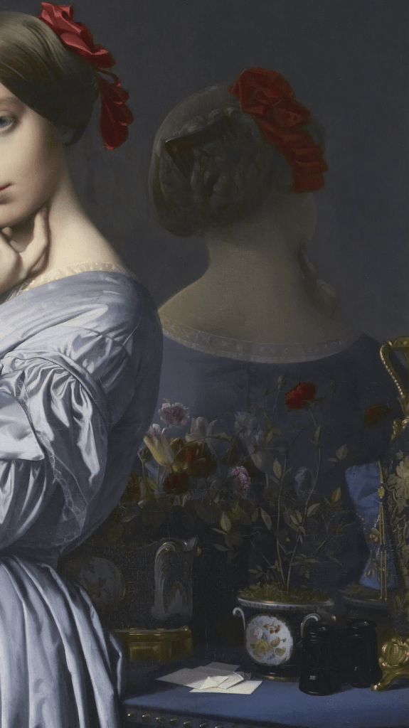 Detail of Ingres's <i>Portrait of Comtesse d'Haussonville</i> (1845). The Frick Collection, New York