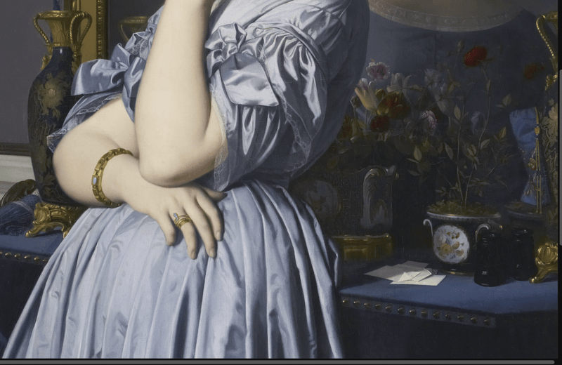 Detail of Ingres's <i>Portrait of Comtesse d'Haussonville</i> (1845). The Frick Collection, New York