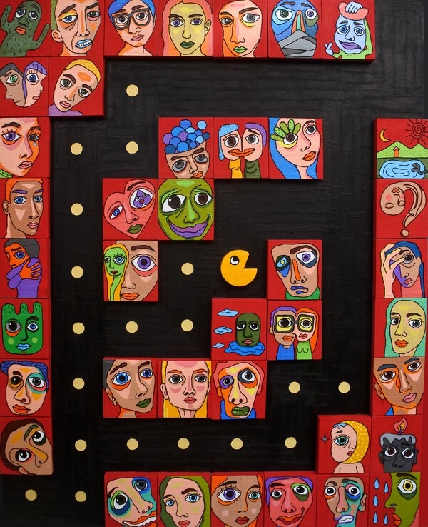 Pac man (Mixed media on canvas, 162x130cm, 2024) / 구구갤러리 제공